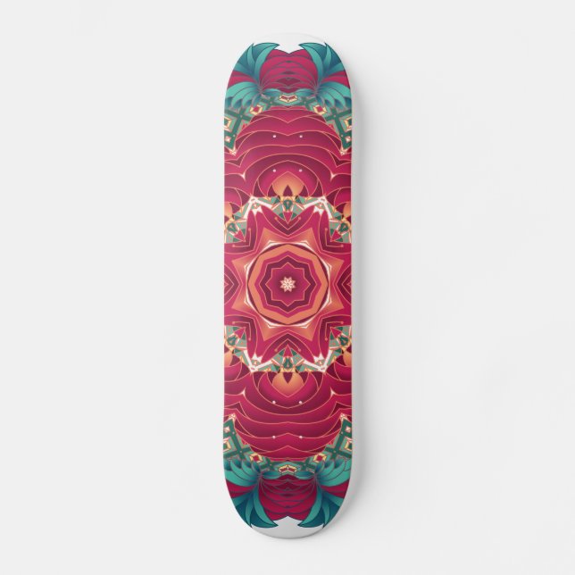 Red Lotus Mandala Skateboard Deck (Front)