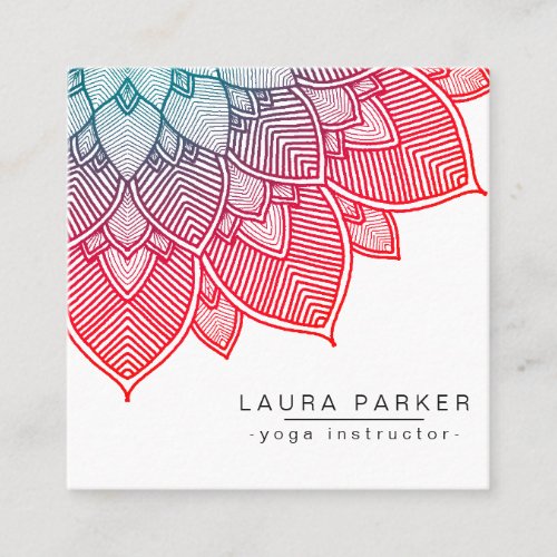 Red Lotus Mandala Yoga Instructor Holistic Square Business Card