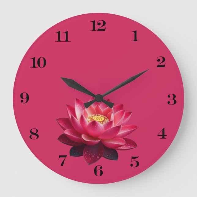 Red Lotus Wall Clock  (Front)