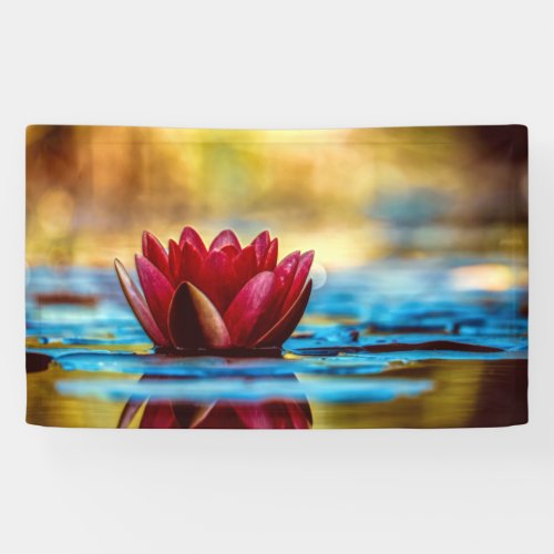 Red Lotus Water Lily Flower Banner