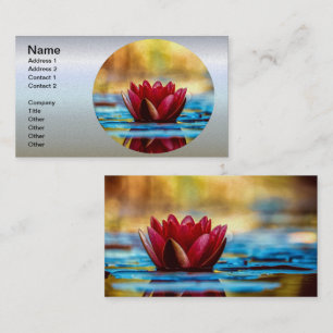 Red Lotus Water Lily Flower Business Card