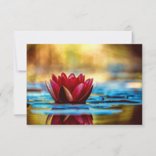 Red Lotus Water Lily Flower Thank You Card