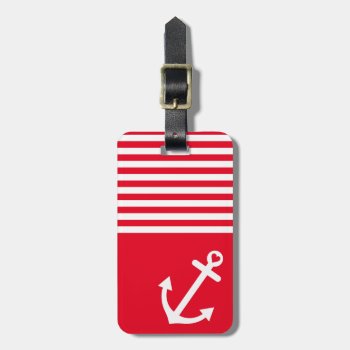 Red Love Anchor Nautical Luggage Tag by OrganicSaturation at Zazzle
