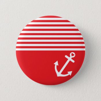 Red Love Anchor Nautical Pinback Button by OrganicSaturation at Zazzle