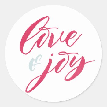 Red Love And Joy Round Sticker by HoorayCreative at Zazzle