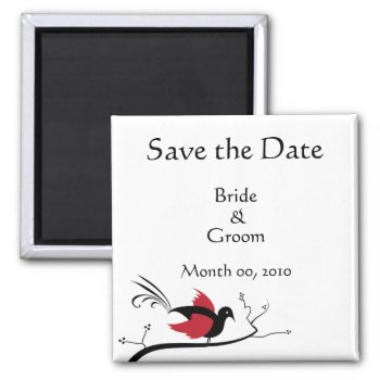 Red Love Bird Save The Date Magnets by PMCustomWeddings at Zazzle