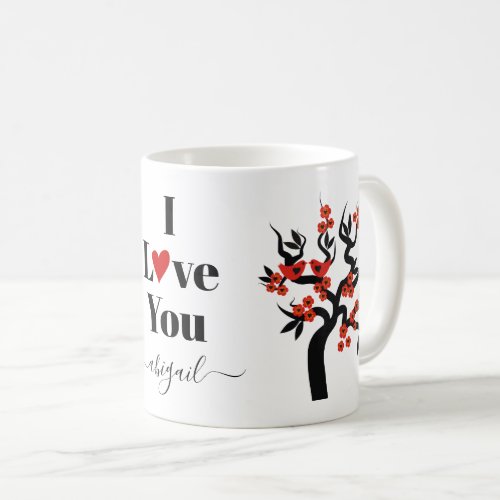 Red Love birds sakura cherry tree and blossom Coffee Mug