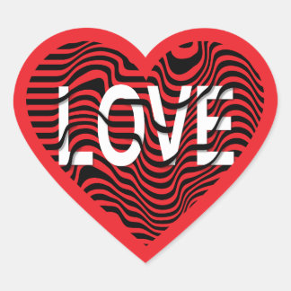 Red LOVE black white striped heart modern Sticker