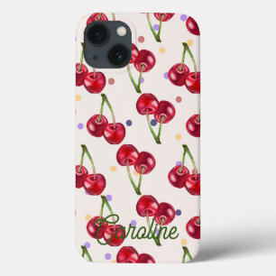 red love cherry polka dot vintage personalized iPhone 13 case