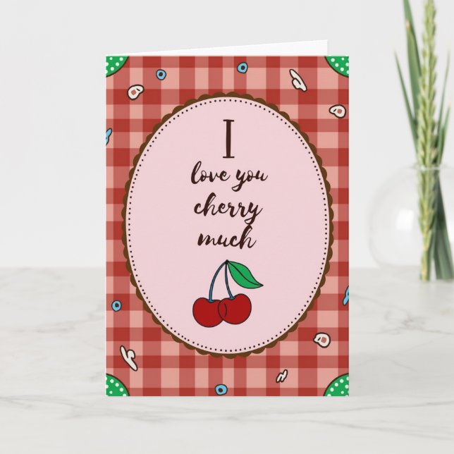 Red Love Cherry Pun Card (Front)