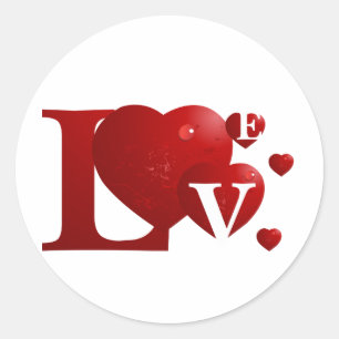Red LOVE Classic Round Sticker