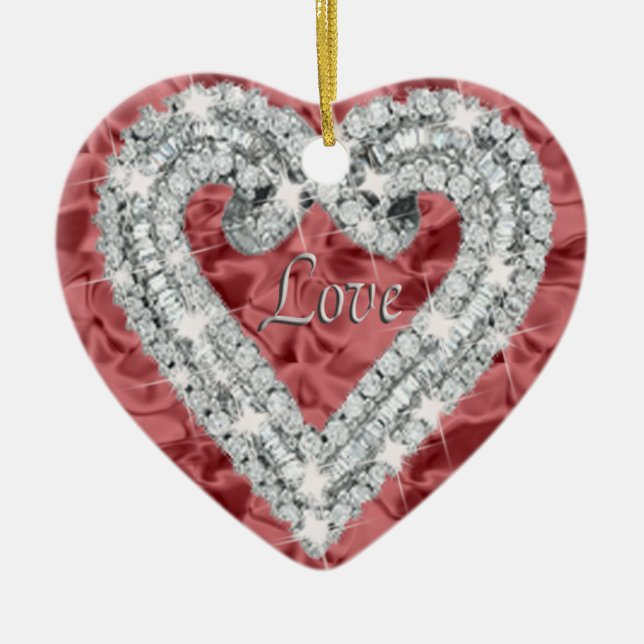 Red Love Diamond Heart Ornament (Front)
