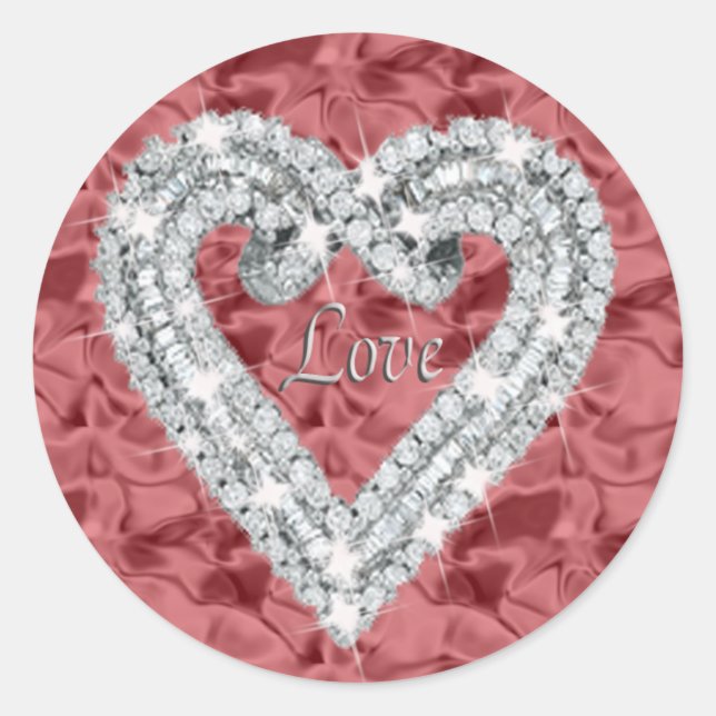 Red Love Diamond Heart Stickers (Front)