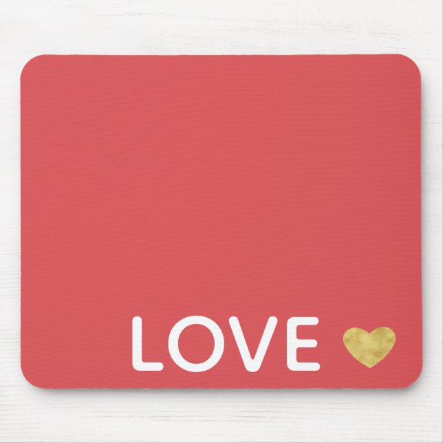 Red Love Gold Heart Mouse Pad (Front)