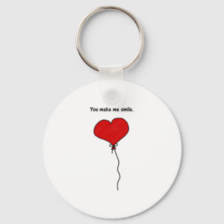 Red Love Heart Balloon You Make Me Smile Keychain