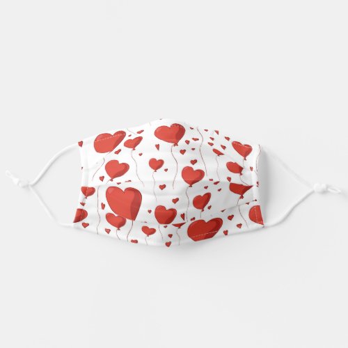 Red Love Heart Balloons Modern Romantic Pattern Adult Cloth Face Mask