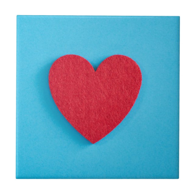 Red Love Heart Ceramic Tile (Front)