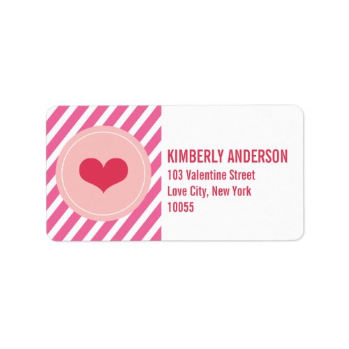 Red Love Heart Circle And Stripes Address Labels