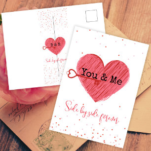 Red Love Heart Cute Vintage Retro Valentines Day Holiday Postcard