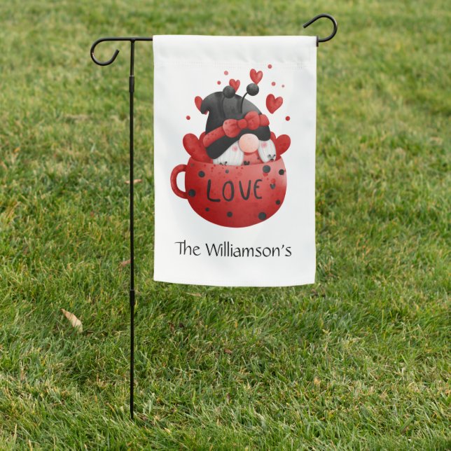 Red Love Heart Gnomes Valentine's day Trendy Garden Flag (In SItu)