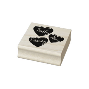 Red love heart/hearts/faith/hope and charity rubber stamp