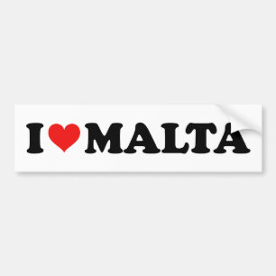 Red Love Heart I Love Malta Travel Souvenir Bumper Sticker