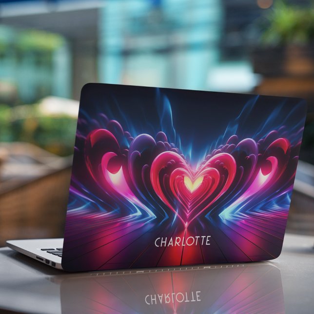 Red Love Heart  Modern Personalized Name HP Laptop Skin (Creator Uploaded)