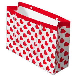 Red Love Heart Pattern on White