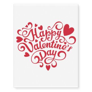 Red love heart pattern Valentine"s day Temporary Tattoos