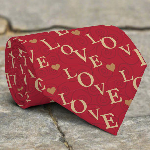 Red Love Heart Pattern Valentine's Day Modern Neck Tie