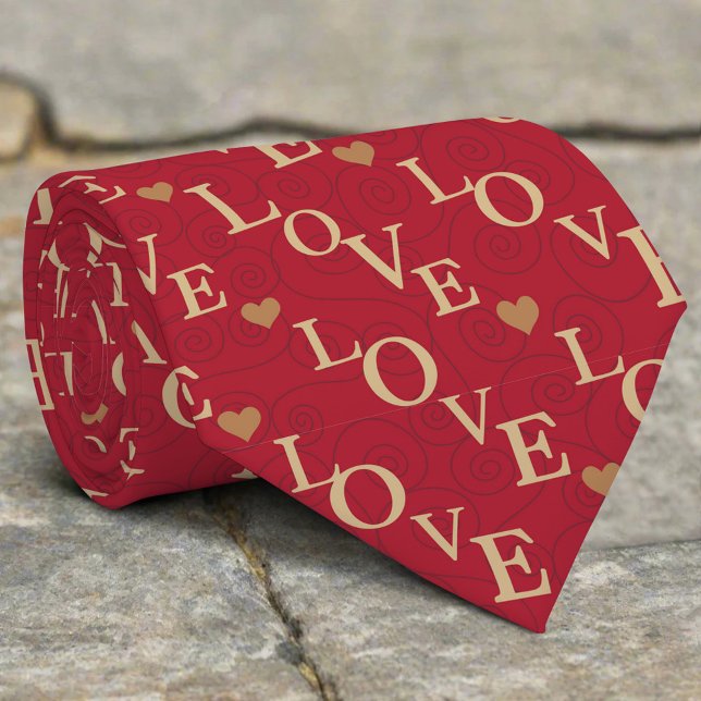 Red Love Heart Pattern Valentine's Day Modern Neck Tie (Creator Uploaded)