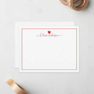 Red Love Heart Personalized Note Card