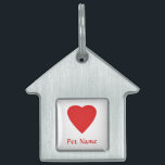 Red Love Heart. Pet Name Tag<br><div class="desc">A bright red heart on a white background.</div>
