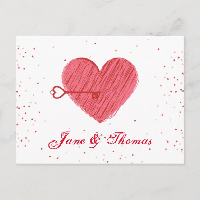 Red Love Heart Romance Modern Happy Valentines Day Holiday Postcard (Front)
