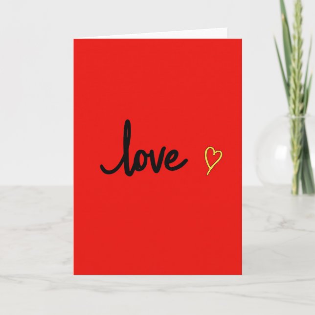 Red Love Heart Script Outline Card (Front)