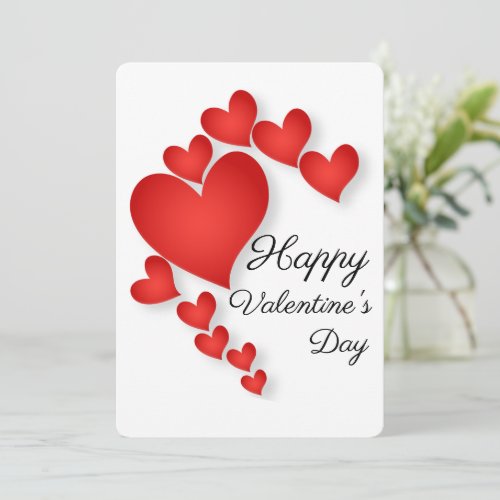 Red Love Heart Shape Valentine Day Greeting Card