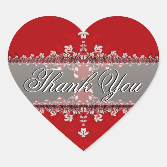 Red Love Heart Thank You Sticker (Front)