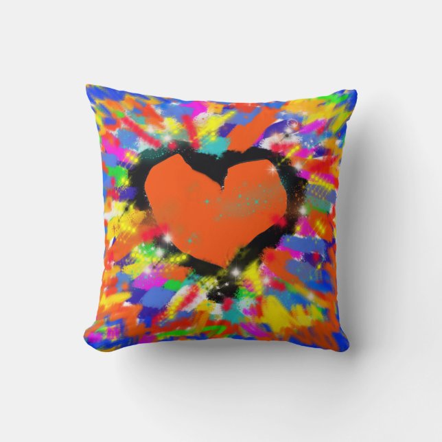 red love heart throw pillow (Front)