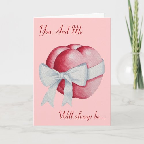 red love heart tied with bow romantic verse card