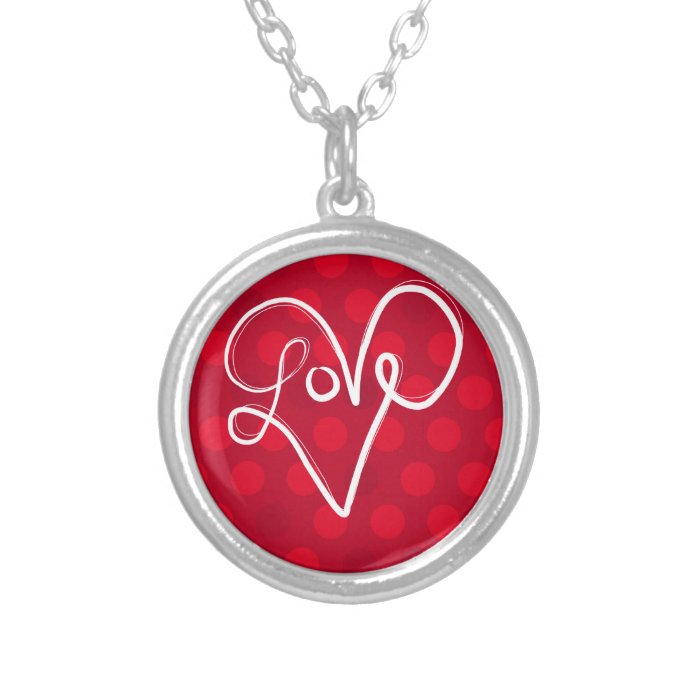 Red Love Heart Typography Personalized Necklace