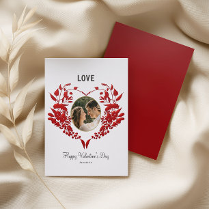 Red Love Heart Valentine Letterpress Photo Cards