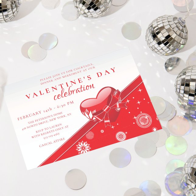 Red Love Heart Valentine's Day Party Invitation (Creator Uploaded)