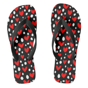 Red Love Heart Valentine's Day Romantic Pattern Flip Flops