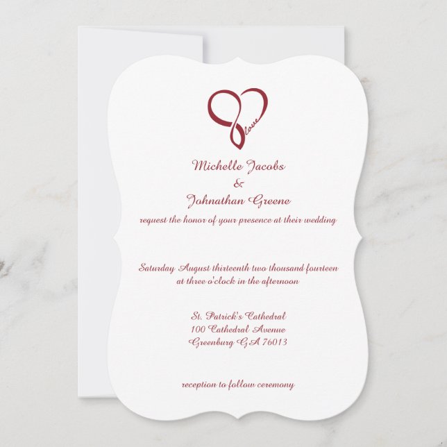 Red Love Heart Wedding Invitations (Front)