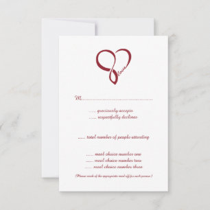 Red Love Heart Wedding RSVP Cards