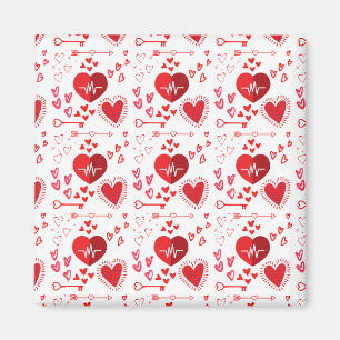 Red love hearts and arrow  magnet