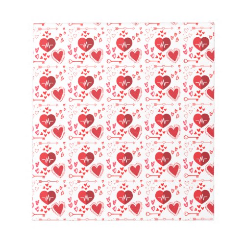 Red love hearts and arrow   notepad