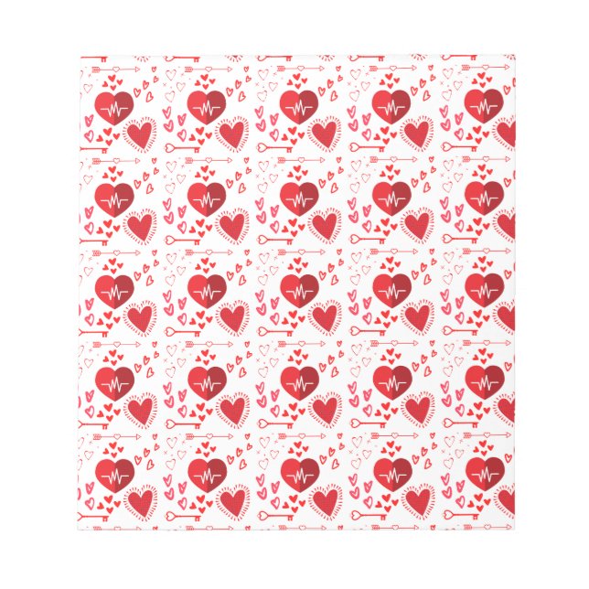 Red love hearts and arrow   notepad (Front)