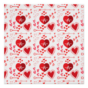 Red love hearts and arrow poster