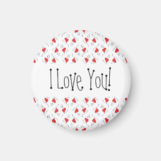 Red Love Hearts and Swirls I Love You Magnet